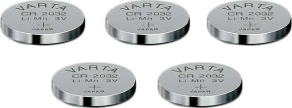 5 Batterien (Typ: CR2032)