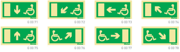 Rettungs-und Fluchtwegzeichen für gehbehinderte Personen